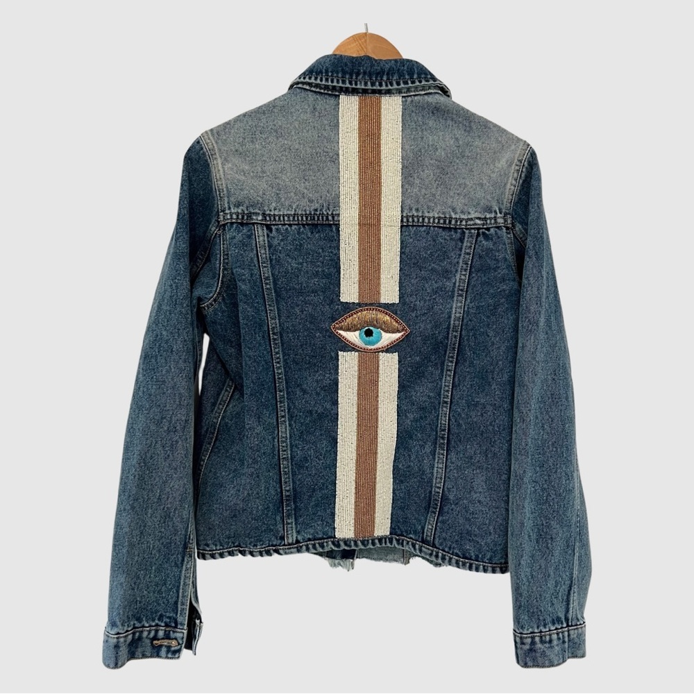 Tiana NY Blue Beaded Eye Cotton Denim Jacket XL NWT ($198)